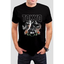T-35 Tokyo Balık Baskılı Siyah Unisex Tişört C534