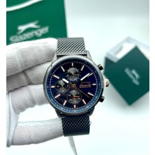 Slazenger Erkek Yeni Sezon Hasır Kordonlu Füme Içi Lacivert Renk Orjinal Kol Saati + Bileklik Hediyeli