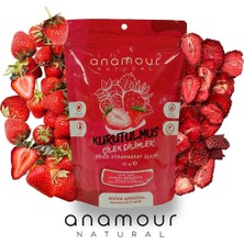 Anamour 3'lü Anamour Natural Çilek Kurusu - Cips Çilek (Şekersiz) - Kuru Meyve Kıtırı 75 Gram