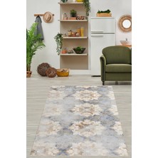 Pelangi Vintage Mavi Zemin Yıkanabilir Kaymaz Taban Leke Tutmaz Salon Halısı