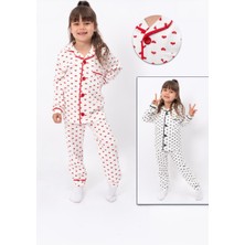 Trend Baby Kids Kız Çocuk Pijama Takımı Kalp Desenli  Pamuk 2-8 Yaş