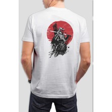 T-35 Komutan Samurai Baskılı Beyaz Unisex Tişört C502