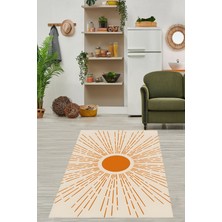Pelangi Bohem Iskandinav Güneş Desenli Geleneksel Yıkanabilir Kaymaz Taban Leke Tutmaz Salon Halısı Yoluk