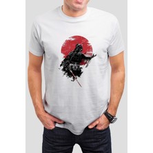 T-35 Samurai Baskılı Beyaz Unisex Tişört C522