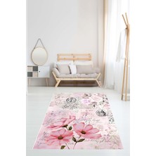 Pelangi Journal Günlük Temalı Çiçekli Vintage Yıkanabilir Kaymaz Taban Leke Tutmaz Salon Halısı Yoluk