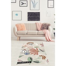 Pelangi Bohem Minimal Çiçek Desen Yıkanabilir Kaymaz Taban Leke Tutmaz Salon Halısı