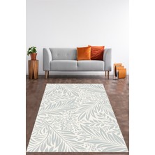 Pelangi Beyaz Zemin Minimalist Yaprak Desenli  Yıkanabilir Kaymaz Taban Leke Tutmaz Çocuk Odası Halısı