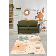 Pelangi Bohem Çiçek Desenli  Renk Geçişli Yıkanabilir Kaymaz Taban Leke Tutmaz Salon Halısı