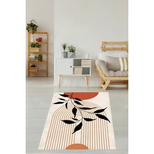 Pelangi Bohem Iskandinav Yaprak Geometrik Şekilli Yıkanabilir Kaymaz Taban Leke Tutmaz Salon Halısı Yoluk