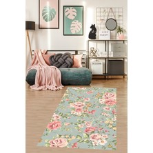 Pelangi Vintage Gül Bukeleri Desen Çiçekli Yıkanabilir Kaymaz Taban Leke Tutmaz Salon Halısı Yoluk