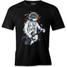 Lord T-Shirt Uzay - Astronot Gezegen Boya Siyah Erkek Tshirt