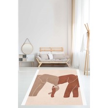 Pelangi Fil Desen Iskandinav Tarzı Yıkanabilir Kaymaz Taban Leke Tutmaz Salon Halısı Yolluk