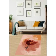 Pelangi Soyut Gelincik Çiçek Temalı Yıkanabilir Kaymaz Taban Leke Tutmaz Salon Halısı