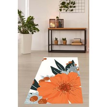 Pelangi Çiçek ve Yaprak Desenli Yıkanabilir Kaymaz Taban Leke Tutmaz Salon Halısı