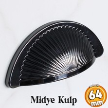 Badem10 Yelken Midye Tas Çanak 64 mm Düğme Füme Mobilya Mutfak Dolabı Çekmece Dolap Kulpları Kulpu Kulb