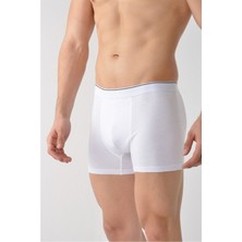 Marmara Erkek 10'lu Paket Boxer Düz Pamuklu Likralı Beyaz - M