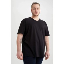 Marmara Qumasch Erkek Büyük Beden Tişört V Yaka %100 Pamuk Siyah - 3xl