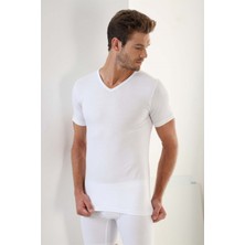 Marmara Qumasch Erkek Basic Slim Fit %100 Pamuk V Yaka Kısa Kollu T-Shirt Beyaz - Xl