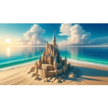 Venspor Büyüleyici Kumdan Kale ve Deniz Arkaplan Çocuk Odası ve Fotoğraf Stüdyosu Için 200 x 150 cm Duvar Örtüsü Fon