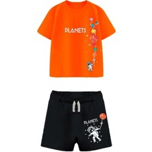 Biggbom Kidswear Planets Baskılı Alt Üst Yazlık Şortlu Erkek Çocuk Takım