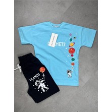 Biggbom Kidswear Planets Baskılı Alt Üst Yazlık Şortlu Erkek Çocuk Takım