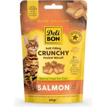 Delibon Somonlu İçi Dolgulu Kedi Ödül Bisküvisi 60 gr Yetişkin Kediler İçin Lezzetli Atıştırmalık
