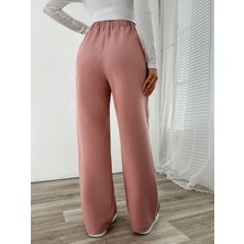 Smartex Beli Lastikli Beyaz Çizgili Bol Paça Pantolon PANT2478