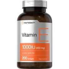 Horbaach Horbäach Vitamin E 1000 Iu Softgel Capsules | 200 Count | Non-Gmo  Gluten Free  Preservative Free | Vitamin E Oil  Abd Menşei