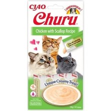 Inaba Ciao Churu Cream Tavuklu ve Deniz Taraklı Sıvı Kedi Ödül Maması 14 gr 4 Adet