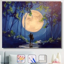 Hapy Hoby Aşıkların Dolunaya Bakışı Çerçeveli Sayılarla Boyama Seti 40 x 50 cm