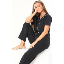 Sude Homewear Kadın Siyah Kısa Kol Pijama Takımı