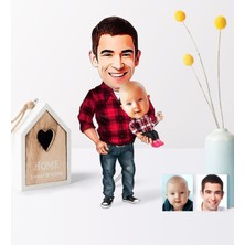 BK Babalar Gününe Özel Baba Oğul Karikatür Ahşap Biblo - 2