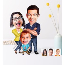 BK Babalar Gününe Özel Aile Karikatür Ahşap Biblo - 1