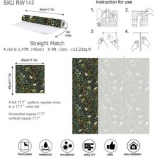 Yeşil Bitki ve Çiçek Serisi Çıkarılabilir Kendinden Yapışkanlı Duvar KAĞIDI(300CM*45CM) (Yurt Dışından)