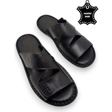 Magic Shoes Tamamen  Deri ve Topuk Yastık Sistemli Ortopedik Erkek Terlik