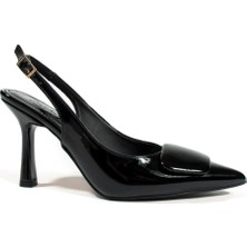 Seniorah Leysi Siyah  Toka Detaylı Kadın Topuklu Ayakkabı