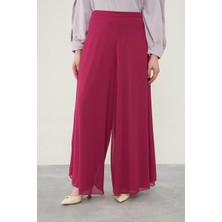 Lêvi D'or Fuşya Geniş Paçalı Şifon Pantolon