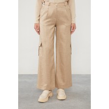 Lêvi D'or Koyu Taş Keten Kargo Pantolon