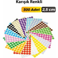 Sticker Design Karışık Renkli Etiket Çok Amaçlı Yuvarlak Kesim Ambalaj Etiketi 2,5cm - 500 Adet