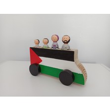 Gepettonine Ahşap Oyuncak Peg Bebek Filistin Pegdoll Aile ve 4 Kişilik Tekerlekli Araba