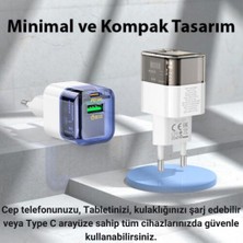 Polham Süper Hızlı 20W 1x Usb, 1x Type-C Şarj Başlığı, Yüksek Isı,akım ve Voltaj Korumalı Adaptör