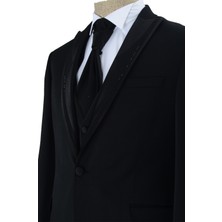 Cengiz Inler Kırçıllı Taşlı Kırlangıç Yaka Tek Düğme Damatlık