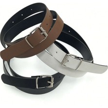 Brand & Belt 3.lü takım kemer 3.cm Makara Tokalı Gümüş Kemer