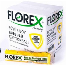 Florex 301 Limon Kokulu Büzgülü Çöp Poşeti Büyük Boy 65 x 70 cm 10 Paket