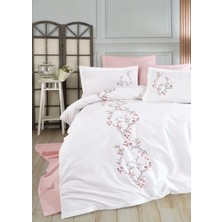 Dantela Nakışlı Poplin Saten Krem Nevresim Takımı - Lia