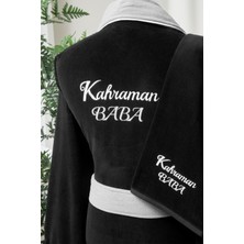 Özdilek Kahraman Baba Nakışlı Kadife Erkek Bornoz Seti