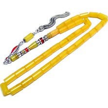 Tesbih Rüyası Gümüş Nakkaş İmame-Kamçılı Kesme Model Sıkma Kehribar Tesbih