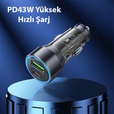 Hoco NZ12A Action PD43W USB + Type-C Araç Çakmaklık Hızlı Şarj Aleti + Type-C To Type-C Kablo