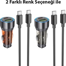 Hoco NZ12A Action PD43W USB + Type-C Araç Çakmaklık Hızlı Şarj Aleti + Type-C To Type-C Kablo