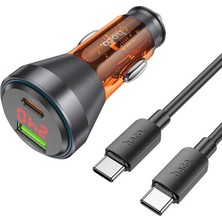 Hoco NZ12B Unimpeded PD48W USB + Type-C Araç Çakmaklı Hızlı Şarj Aleti + Type-C To Type-C Kablo